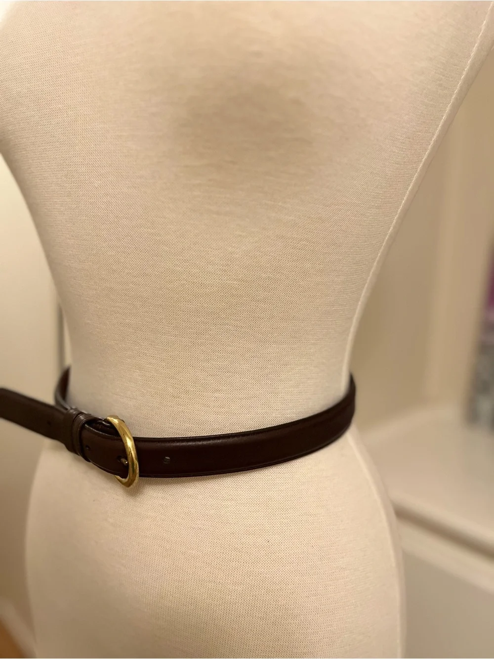 Vintage Coach Chocolate Brown Leather Belt with Brass Buckle — Size Small